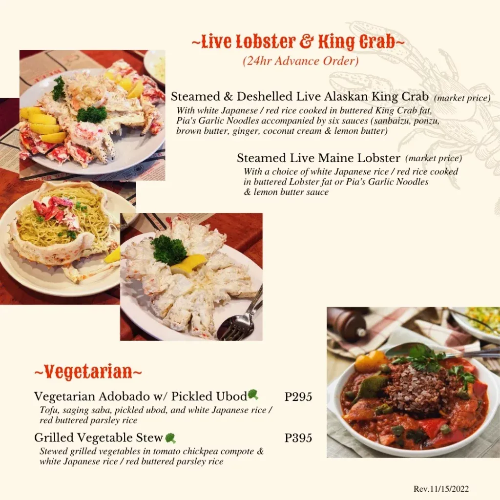 MAMOU VEGETARIAN MENU PRICES