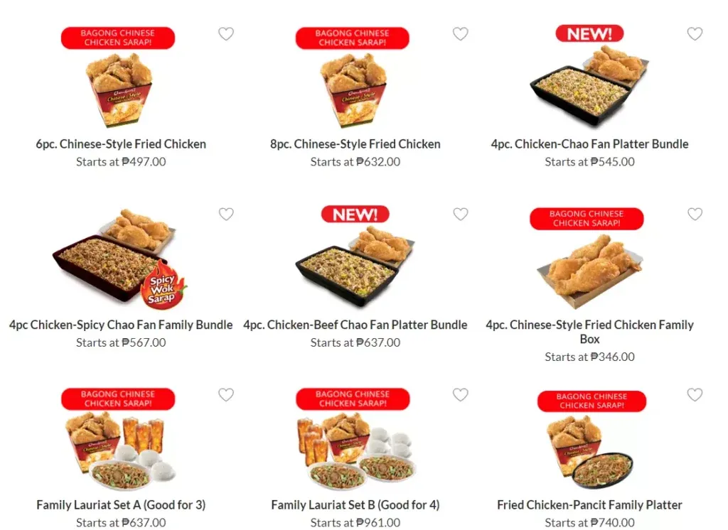 CHOWKING GOOD FOR SHARING MENU