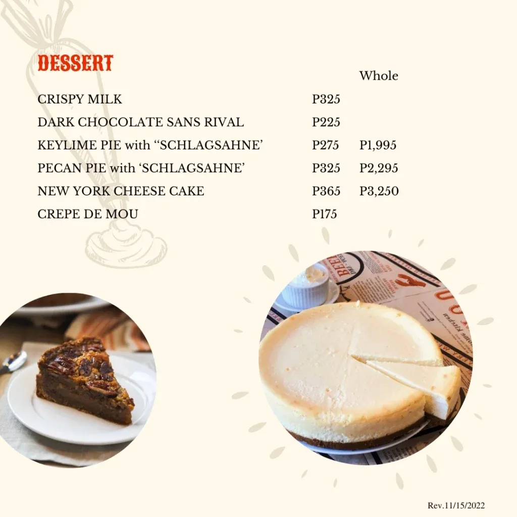 MAMOU DESSERT PRICES