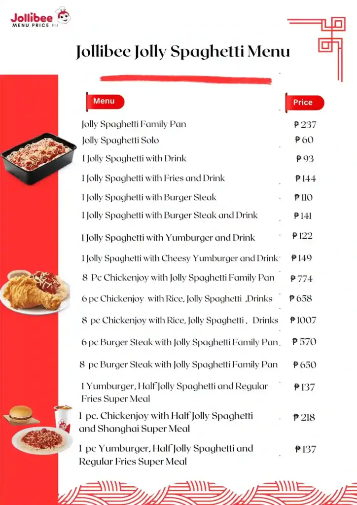 JOLLIBEE JOLLY SPAGHETTI PRICES