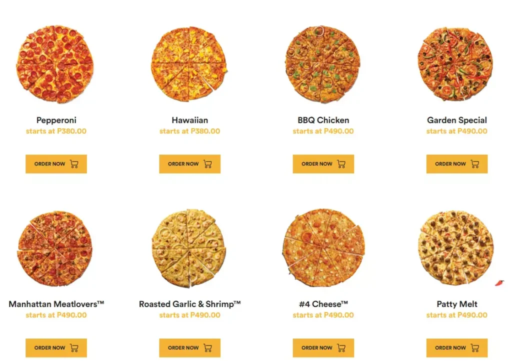 Yellow Cab Original Crust Menu with Prices