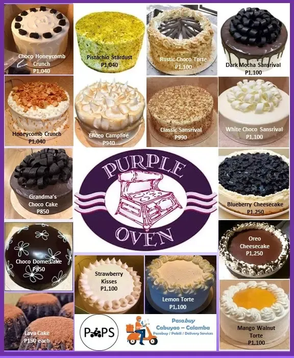 PURPLE OVEN CAKES MENU