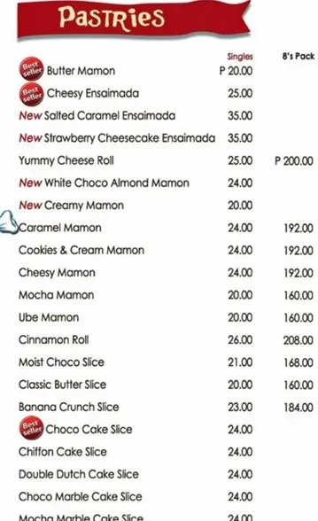 RED RIBBON PASTRY FUNPACK MENU