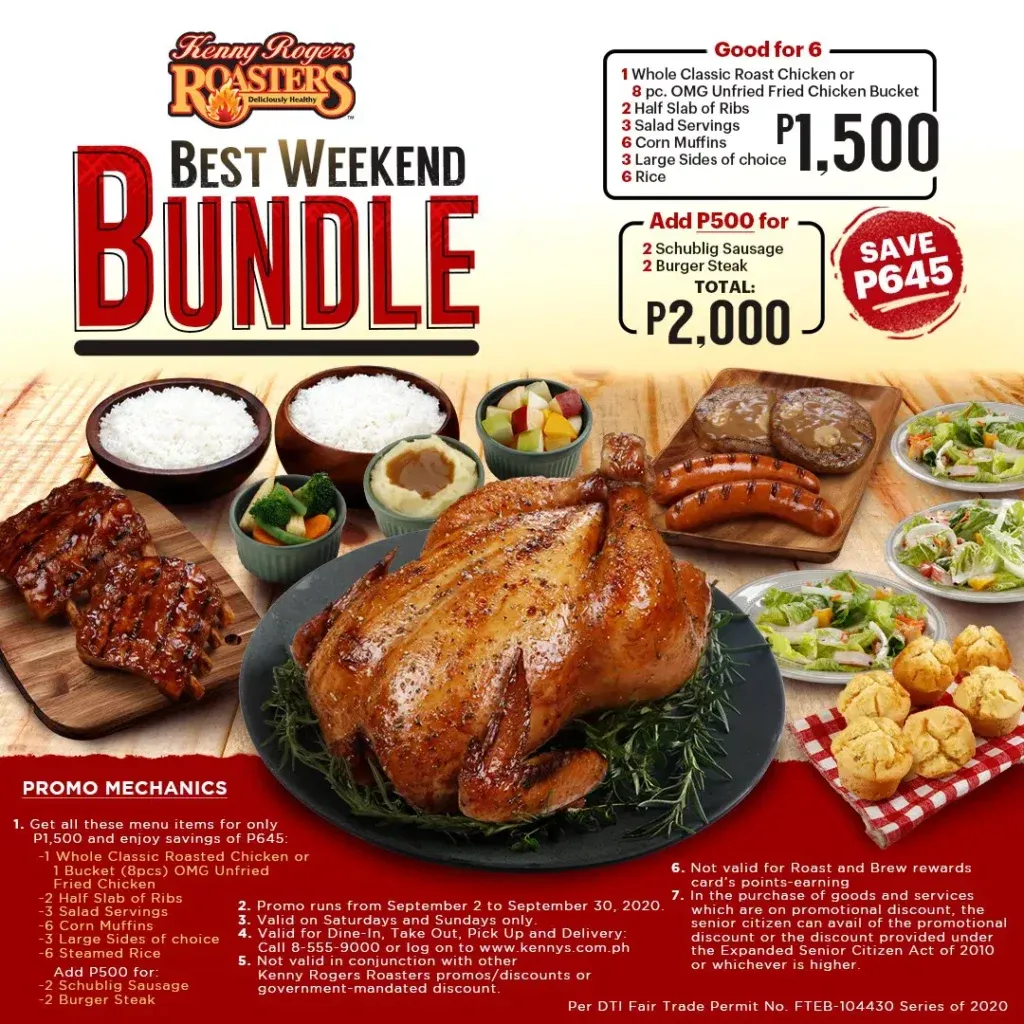 KENNY ROGERS ROASTERS MENU TRUFFLE GROUP MEAL 