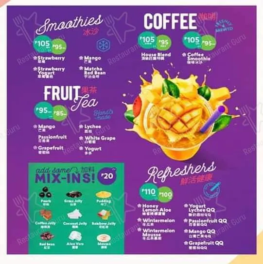 CHATIME FRUIT TEA MENU 