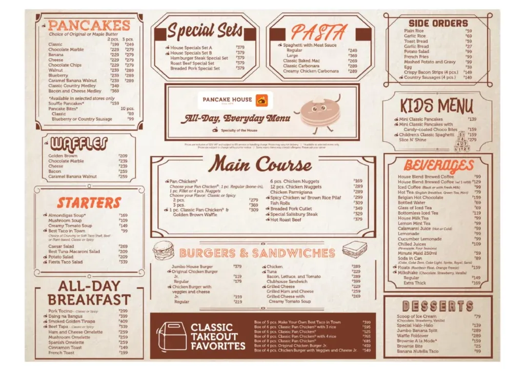 PANCAKE HOUSE STARTERS MENU 