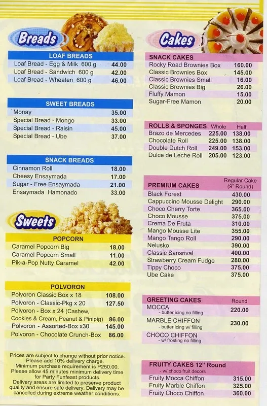 GOLDILOCKS LOAF BREADS MENU