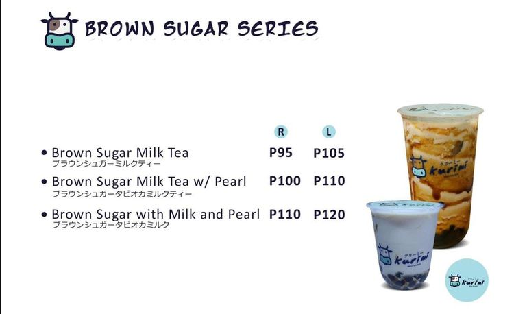 KURIMI MENU BROWN SUGAR SERIES PRICES