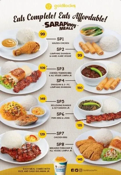 GOLDILOCKS PAMBAON MENU