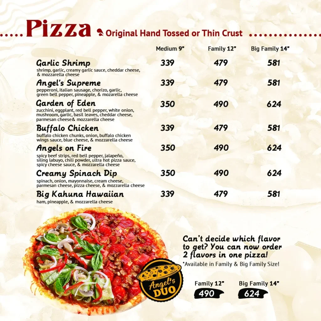 ANGEL’S PIZZA MENU 