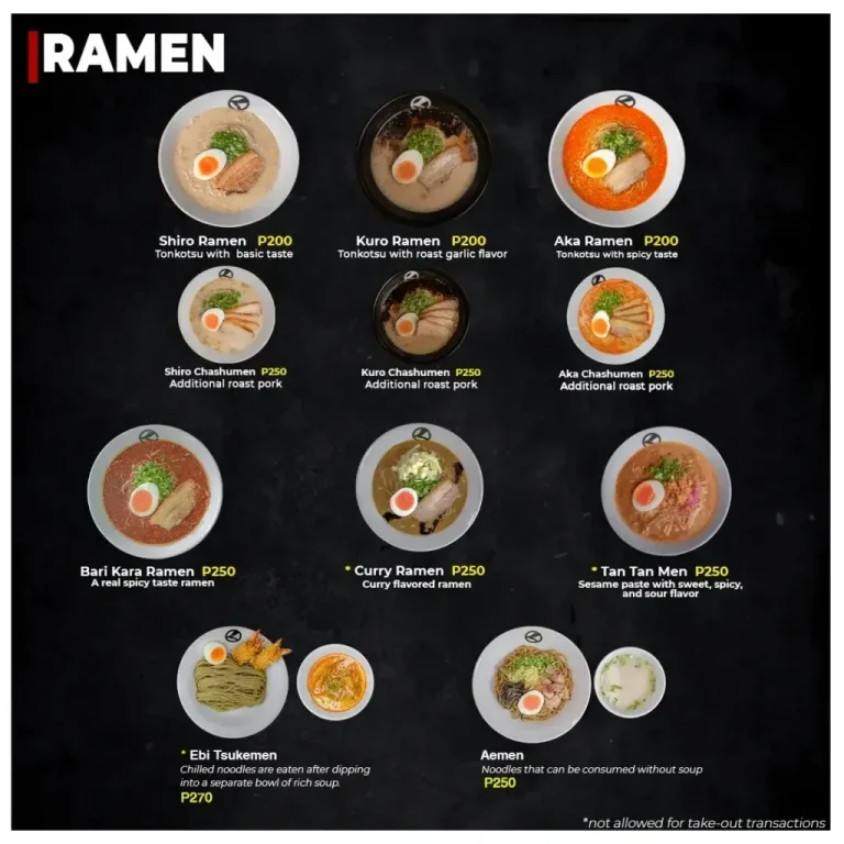 Ramen Kuroda menu