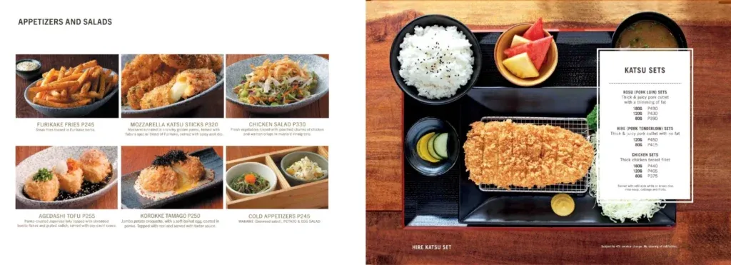 YABU APPETIZERS & SALAD MENU