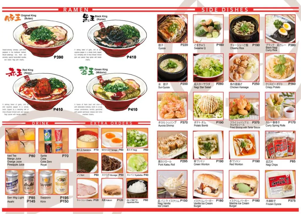 Ramen Nagi Menu and prices Philippines