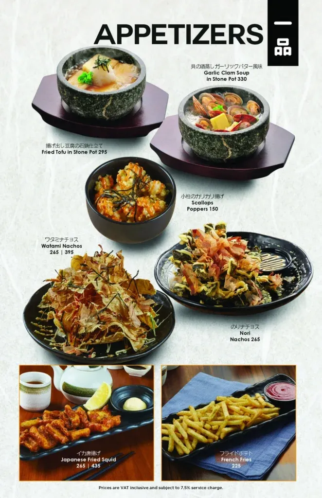 WATAMI MENU APPETIZER 
PHILIPPINES