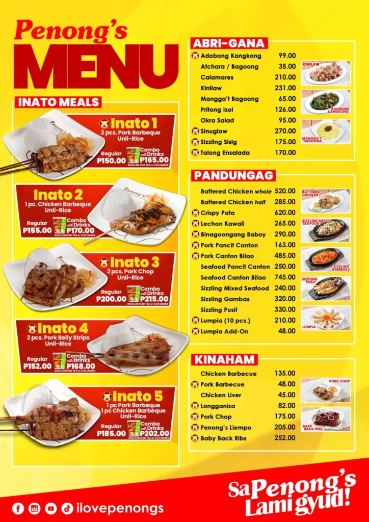 PENONG’S INATO MEALS MENU