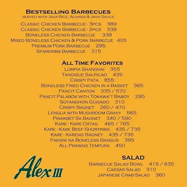 ALEX III MENU Bestselling Barbecues