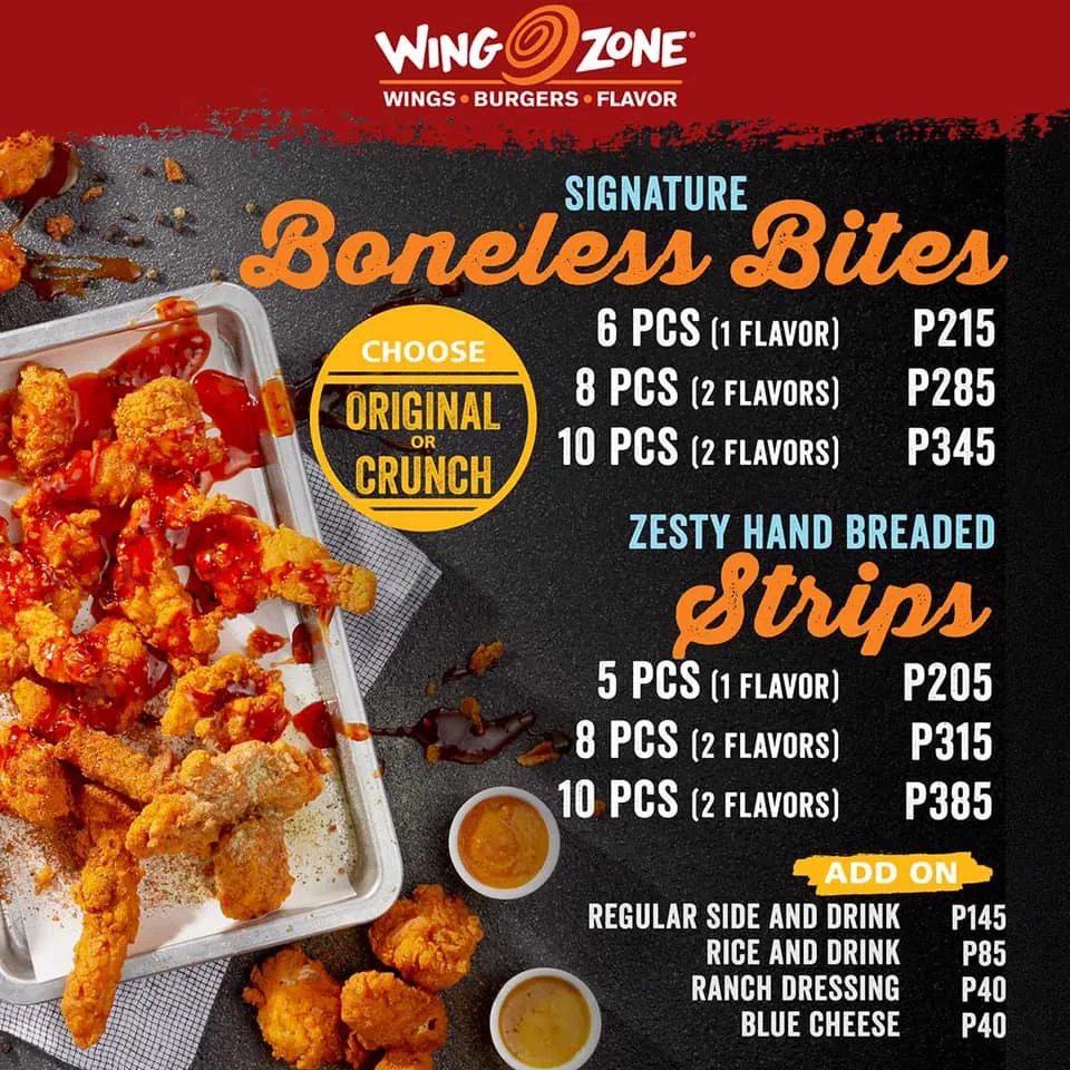 WING ZONE BONELESS BITES MENU