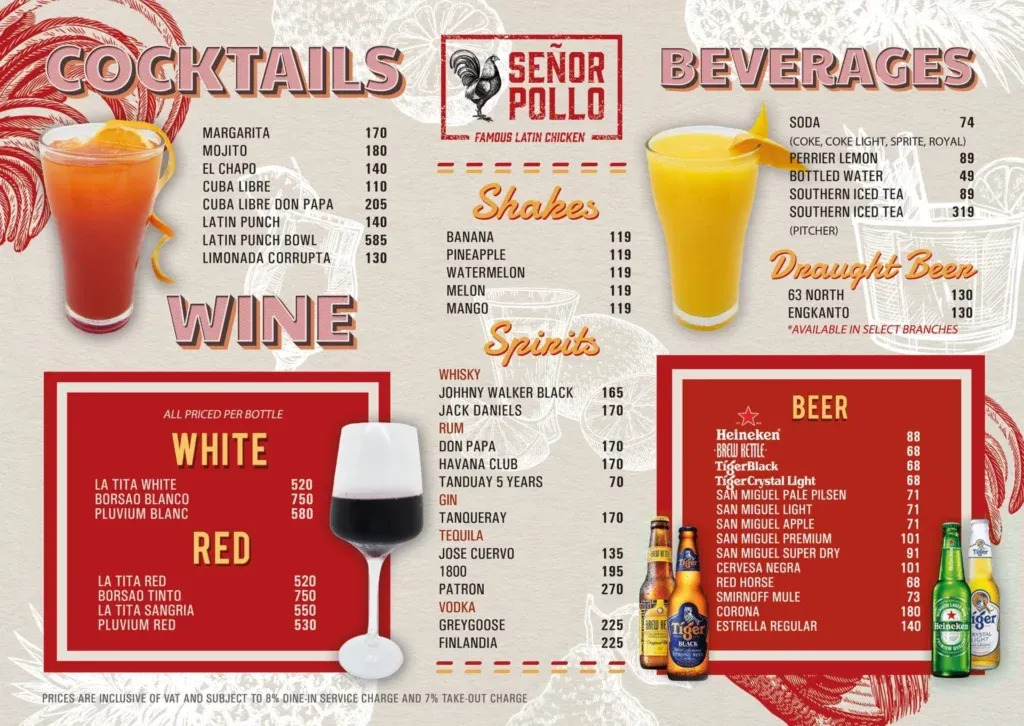 SENOR POLLO COCKTAILS MENU