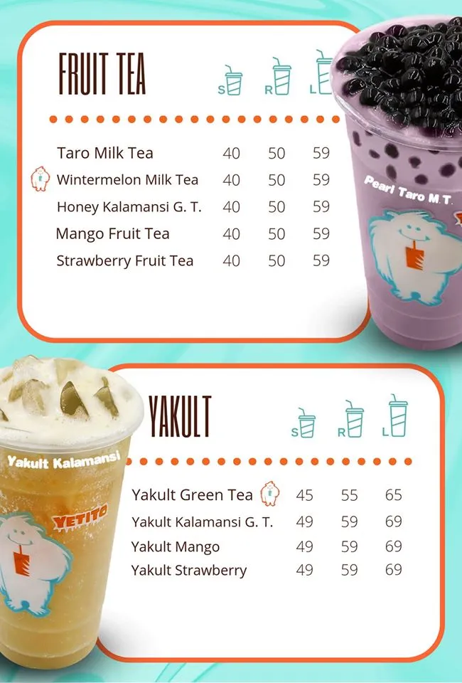 YETITO FRUIT TEA MENU