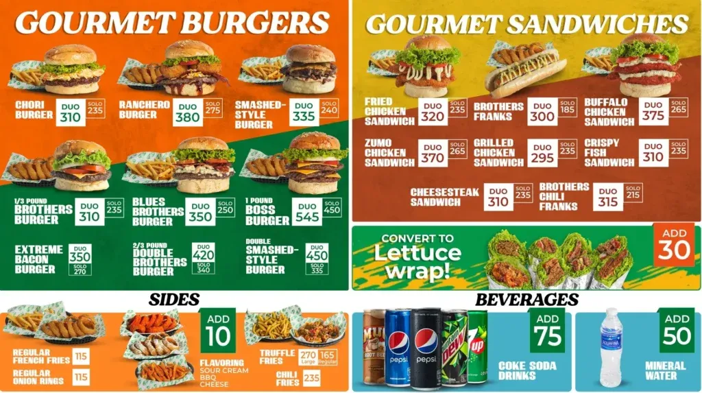 BROTHERS BURGER GOURMET BURGERS MENU