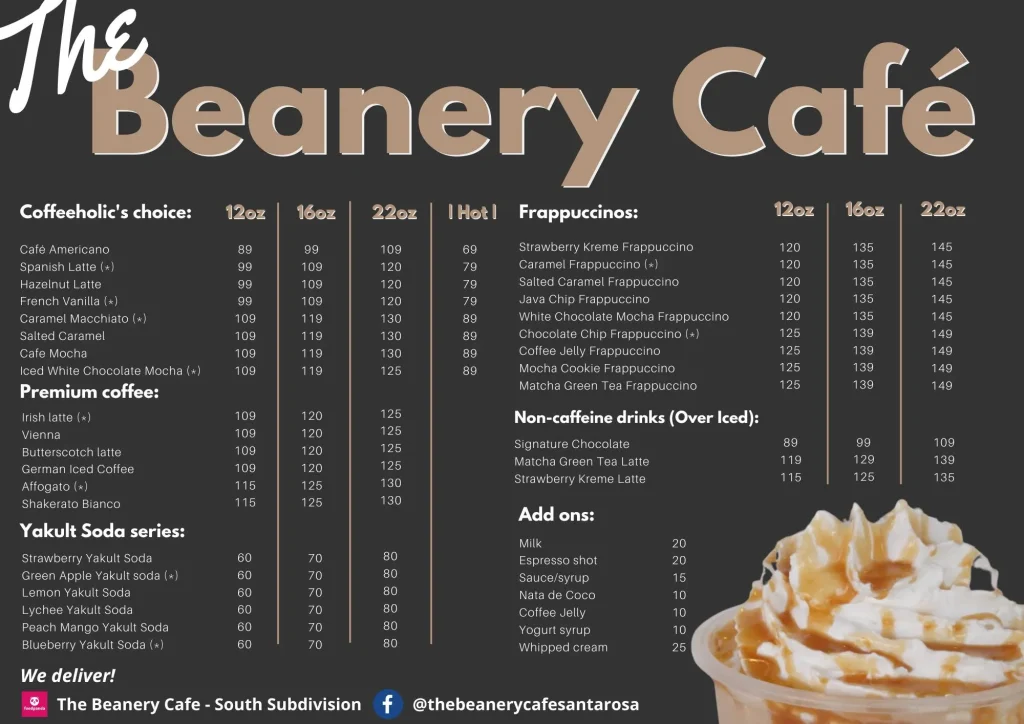 THE BEENERY MENU PHILIPPINES PRICES 2024