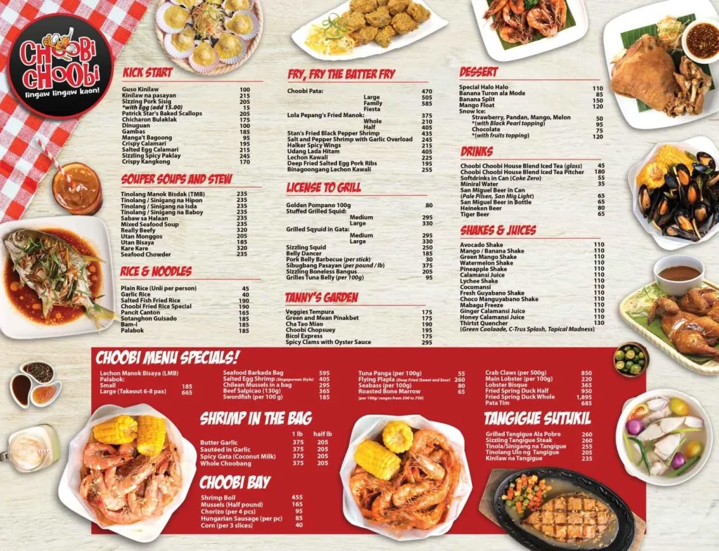 CHOOBI CHOOBI MENU PHILIPPINES PRICES 