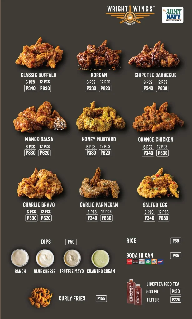 WRIGHT WINGS MENU PHILIPPINES PRICES 2024