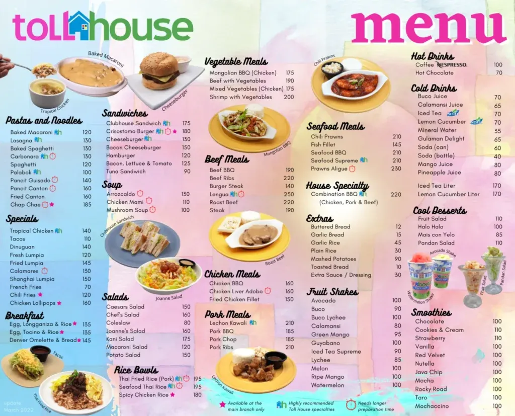 TOLL HOUSE BREAKFAST MENU