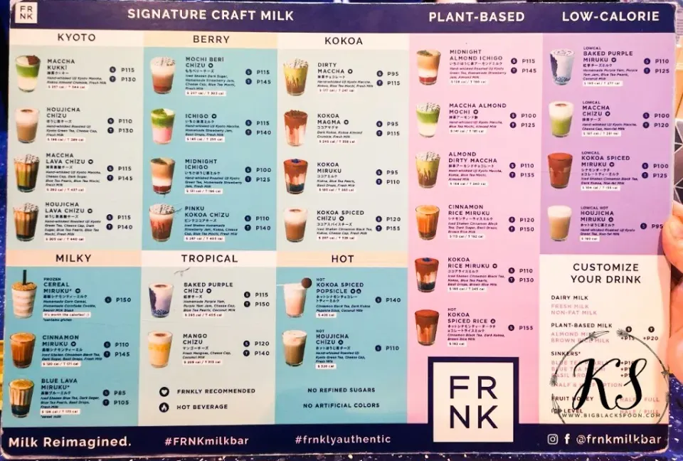 FRNK PLANT BASED DRINKS MENU