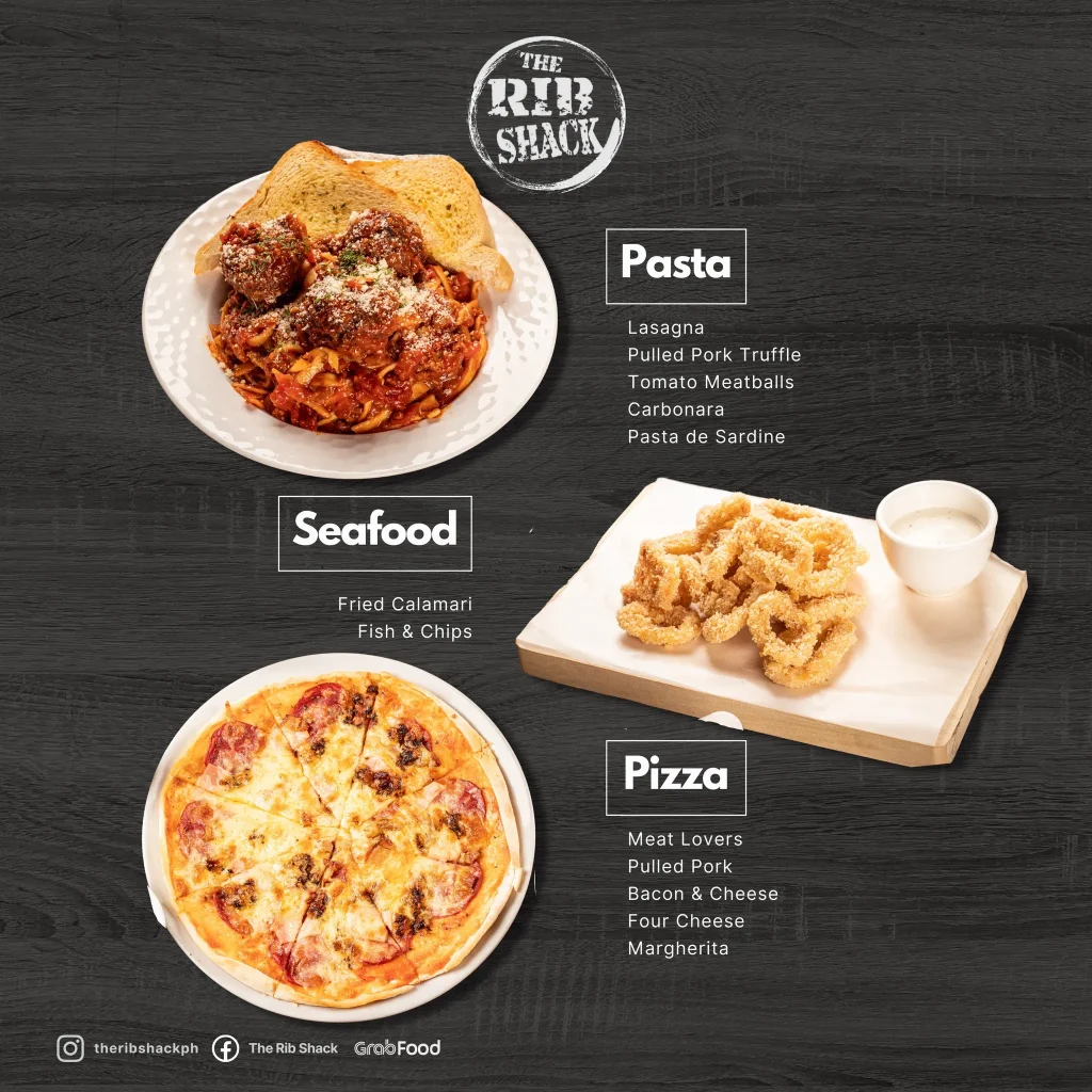 RIB SHACK PASTA & PIZZA MENU