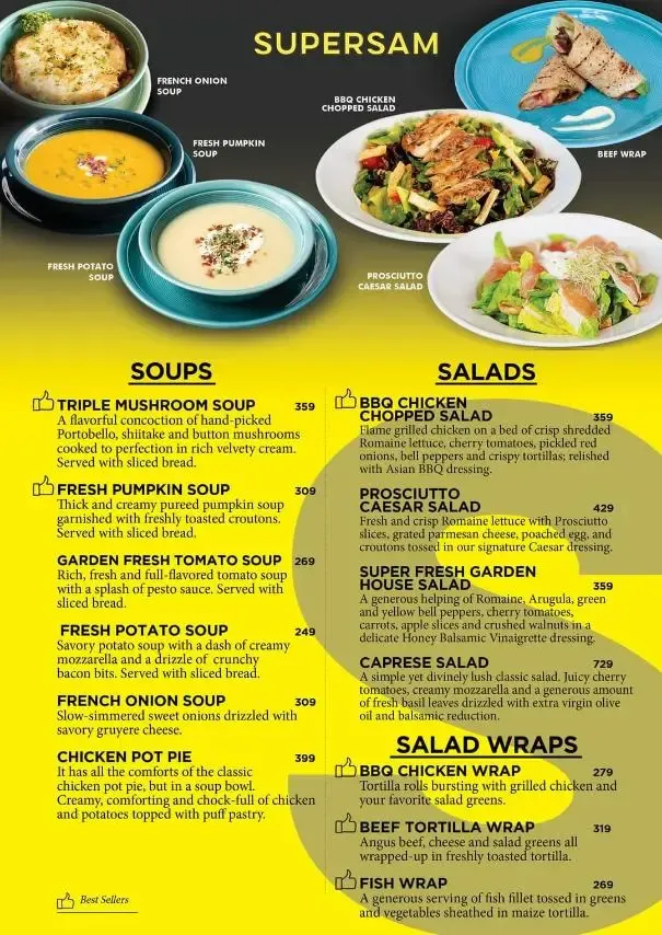 SUPERSAM SALADS menu