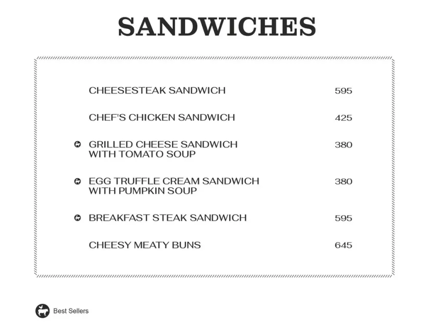 HAI CHIX & STEAKS SANDWICHES MENU