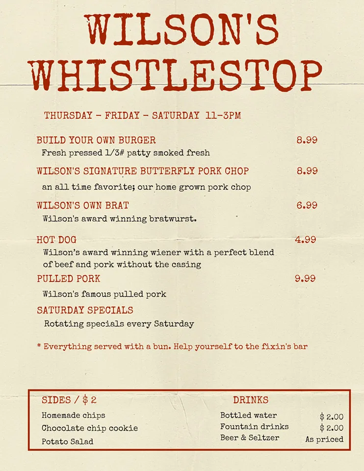 WHISTLESTOP VEGGIES & drinks MENU