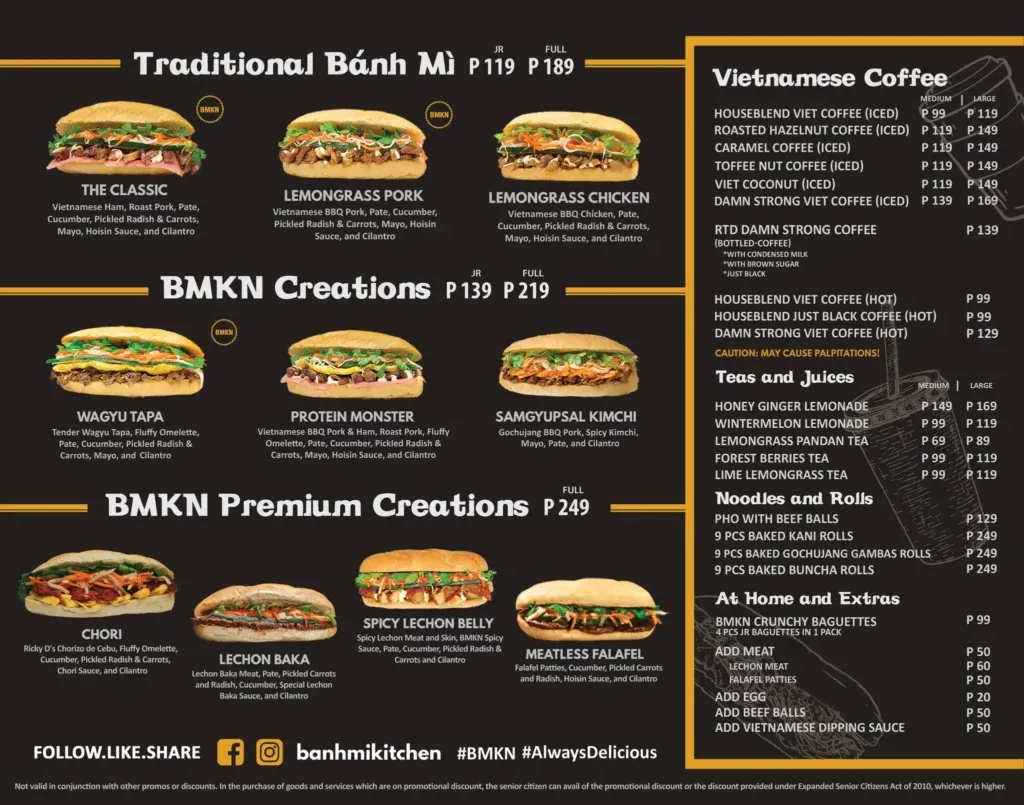 BANH MI TRADITIONAL BANH MI MENU