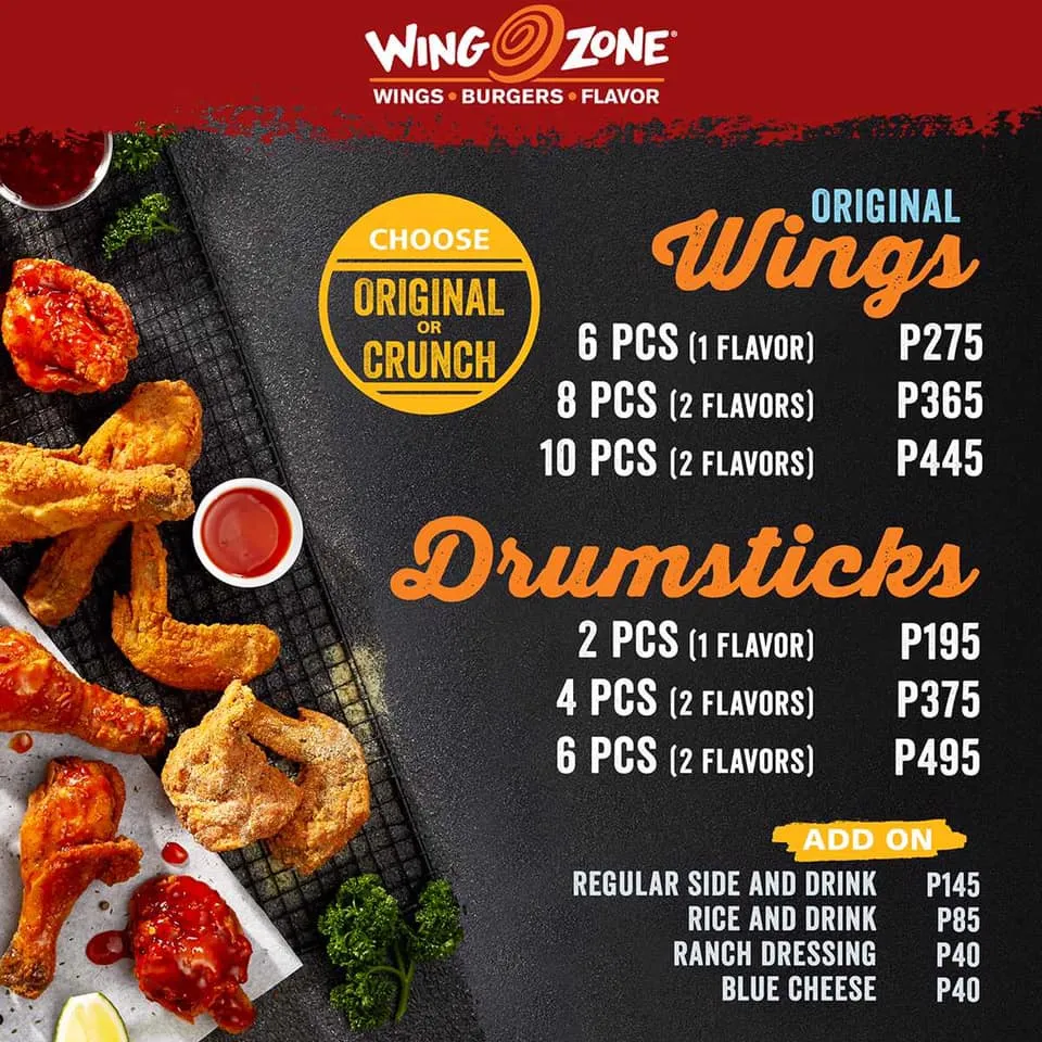 WING ZONE WINGS MENU