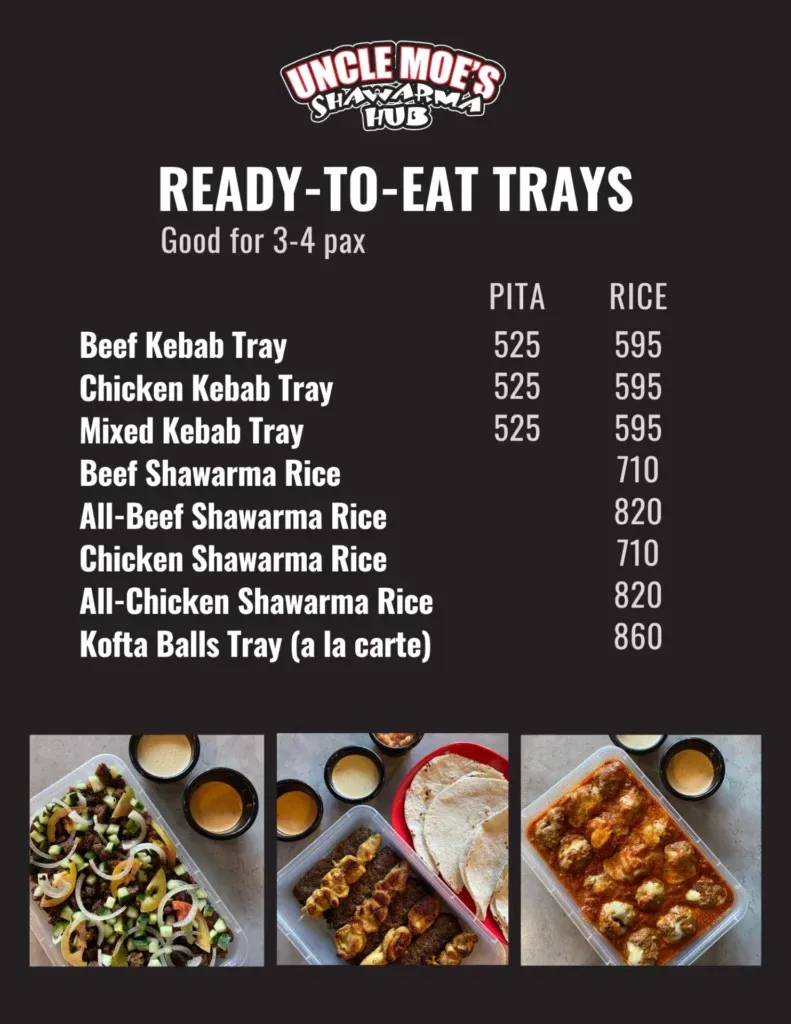 UNCLE MOE’S trays MENU PRICES