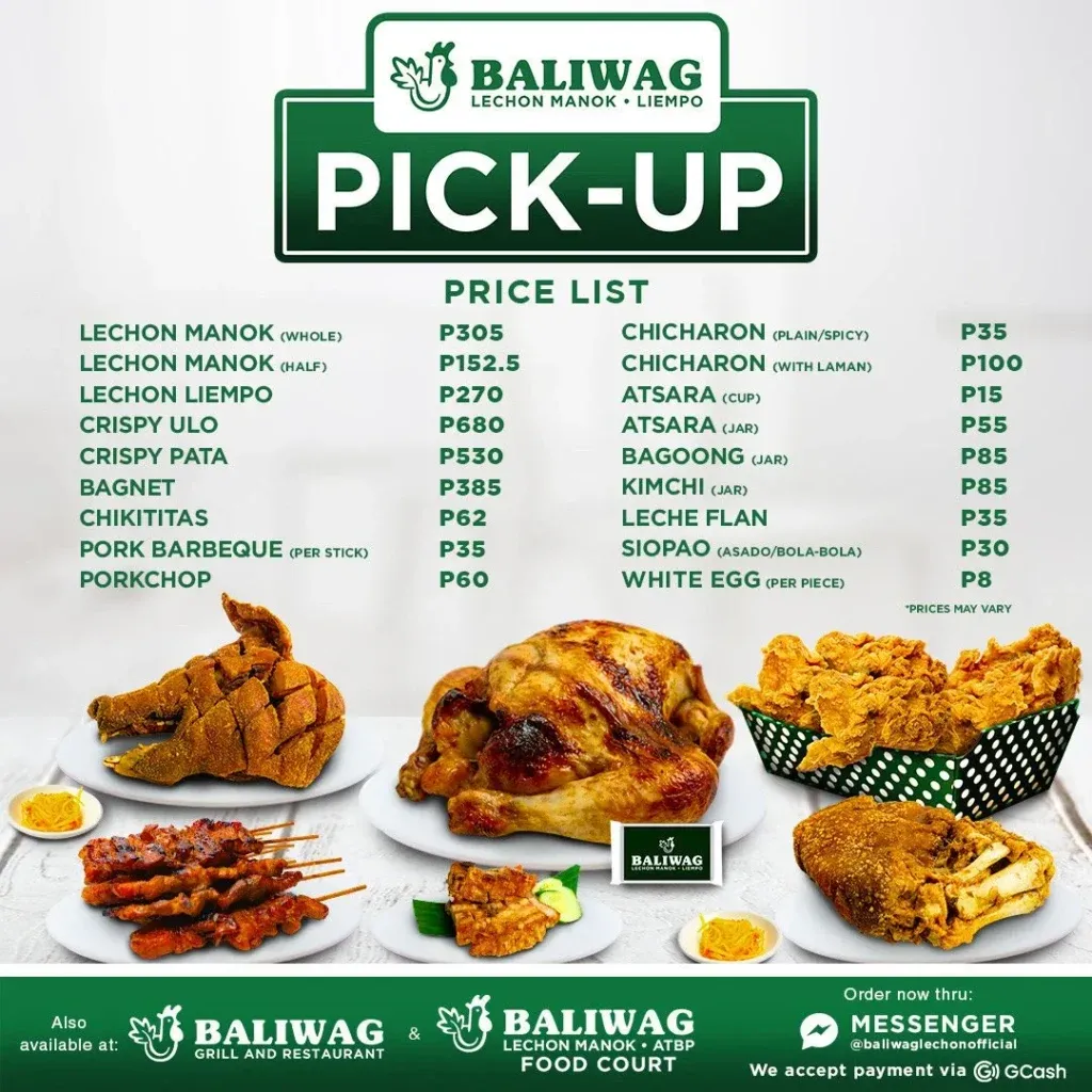 BALIWAG SIZZLERS menu