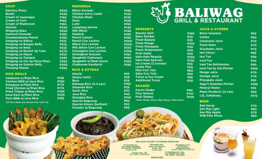 BALIWAG GREATS MENU 