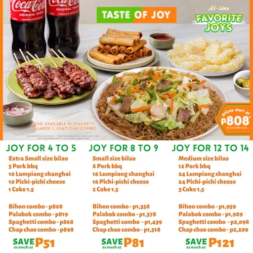 MENU TASTE OF JOY SUPER MAYA MEALS 