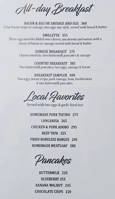 BAG OF BEANS BREAKFAST MENU