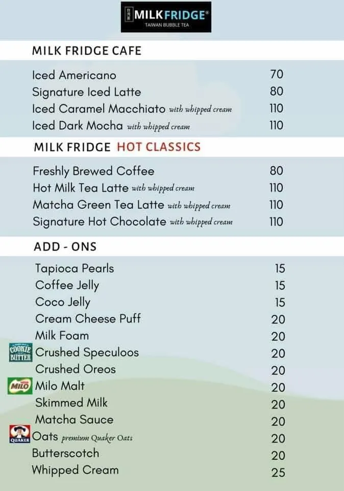 MILK FRIDGE CAFE PRICES