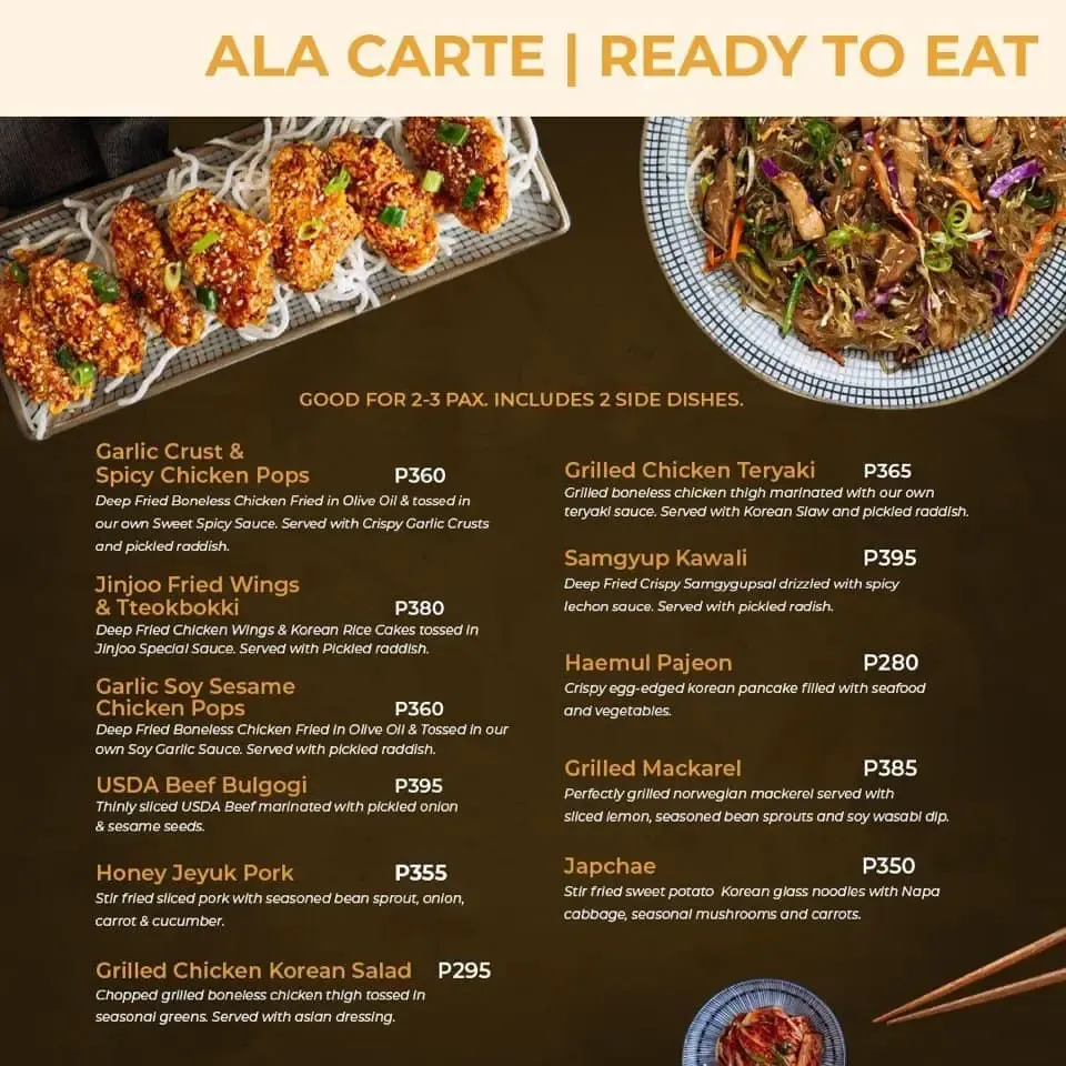 JIN JOO ALA CARTE MENU 