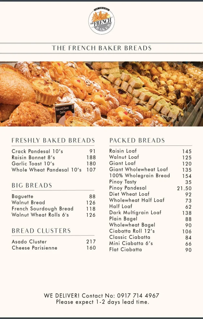 THE FRENCH BAKER OTHER OFFERINGS MENU