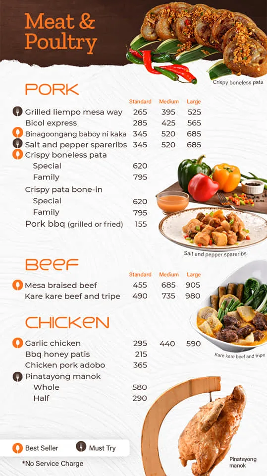 MESA BEEF & Chicken PRICES