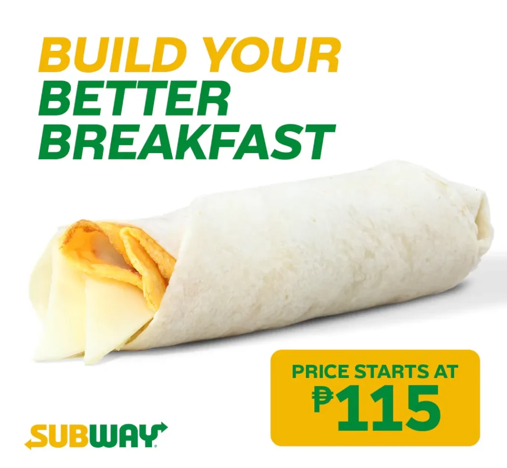 SUBWAY BREAKFAST MENU WITH PRICES