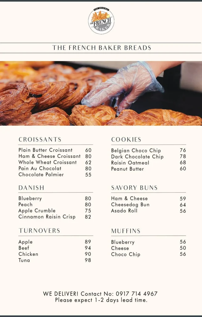 THE FRENCH BAKER PACKAGED BREAD MENU 