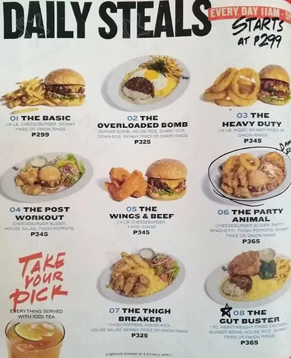 8 CUTS MENU DAILY STEALS menu