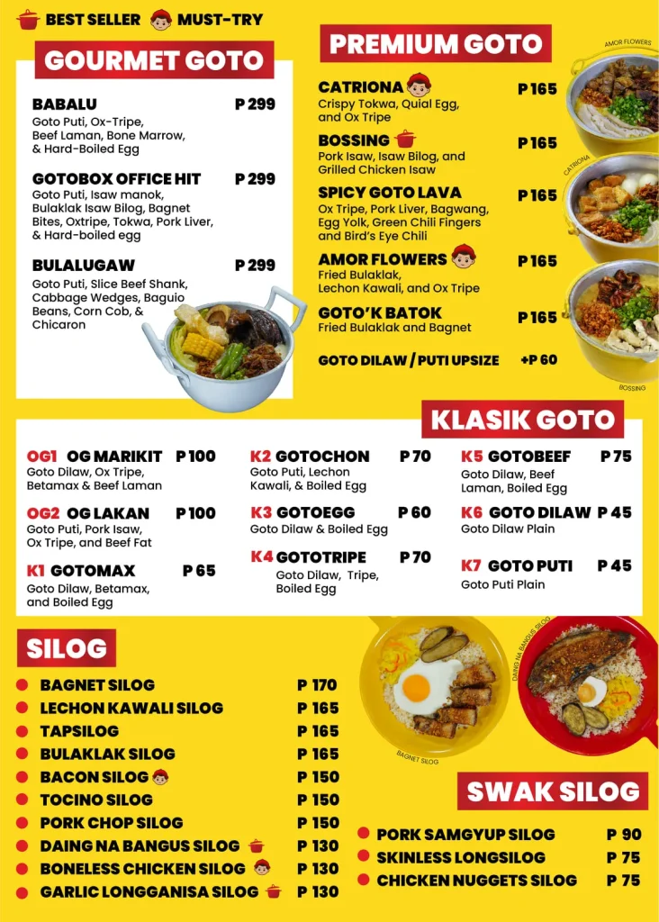 GOTOBOX GOTO MENU WITH PRICES