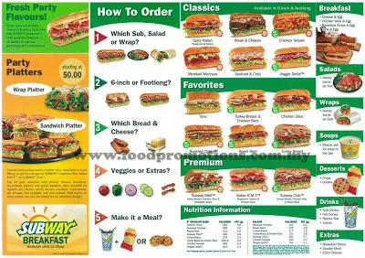 SUBWAY MENU MEALS PRICES