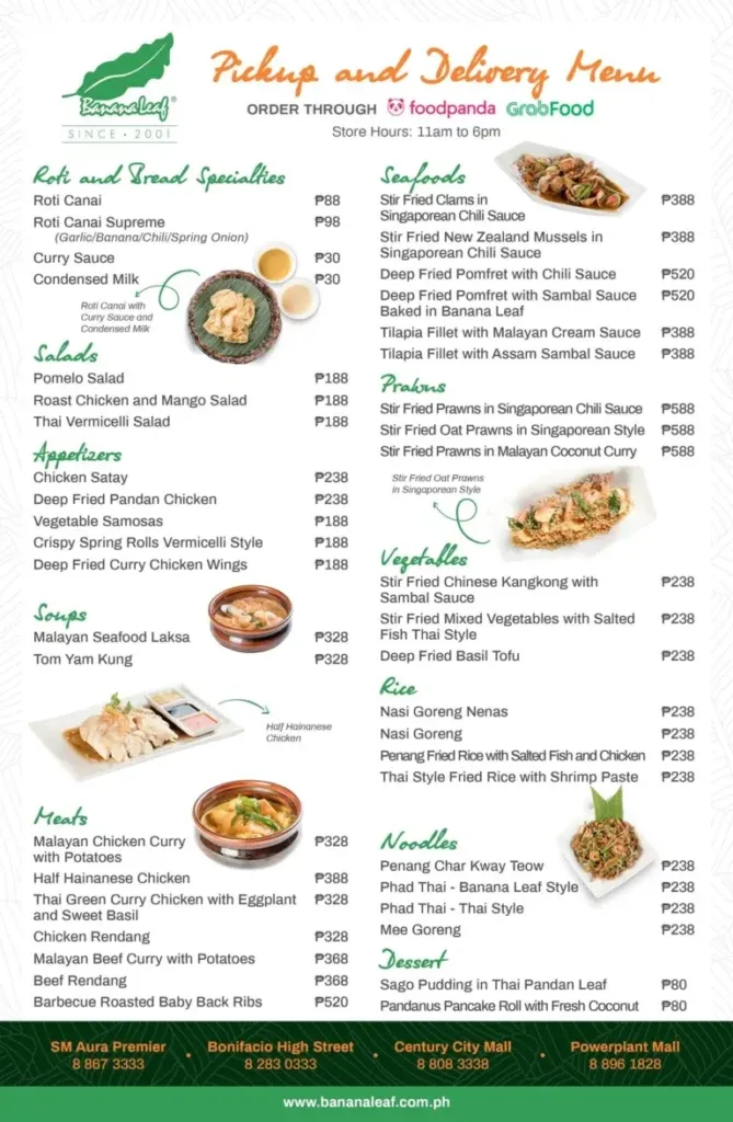 BANANA LEAF ROTI & BREAD SPECIALTIES MENU